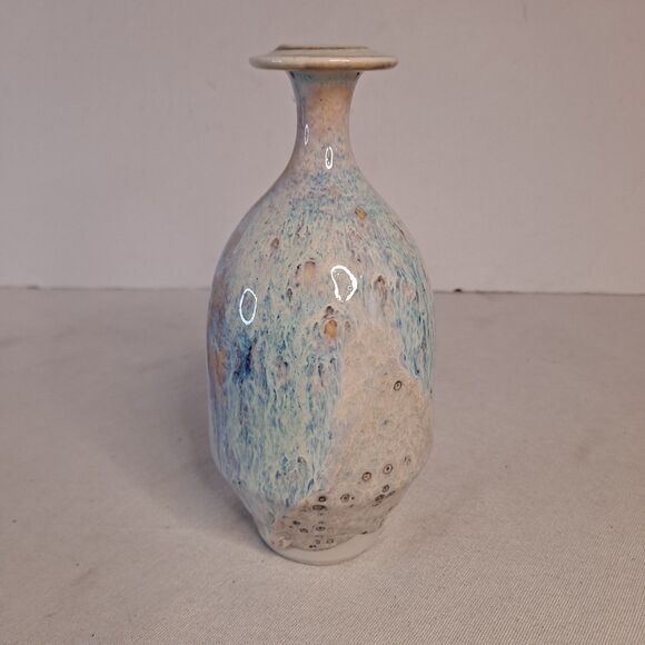 Phil Mayhew Pottery Bud Vase Multicolor Drip Glaze Artist Signed Tennessee - Picture 3 of 7
